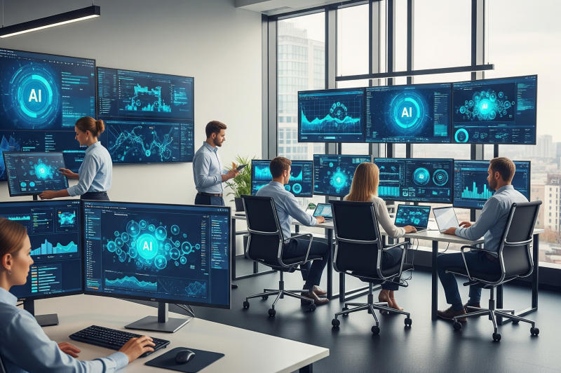 Tietorix AI - Team collaborating on AI solutions in modern office